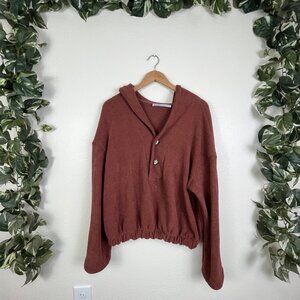 Free People Beach Bino Pullover Knit Hooded Sweater Auburn Women’s Size L